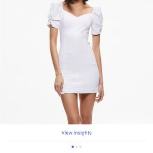Alice + Olivia White Mini Dress with Puff Sleeves